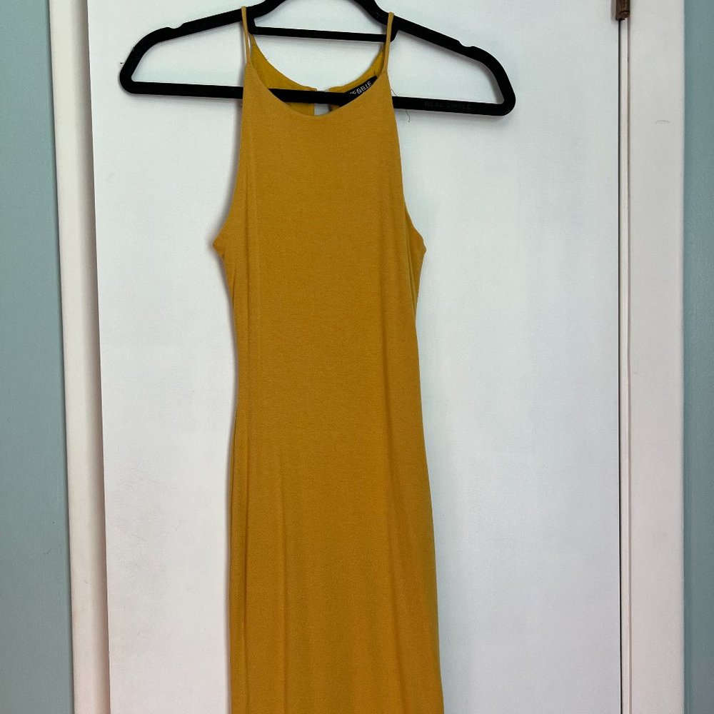 Yellow Bodycon Midi Dress